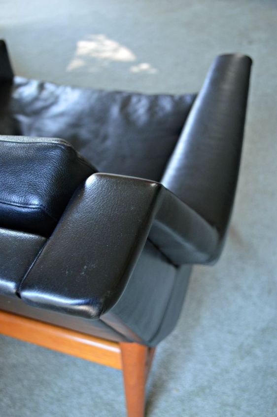 mid century modern chair leather thrift refinish, repurposing upcycling