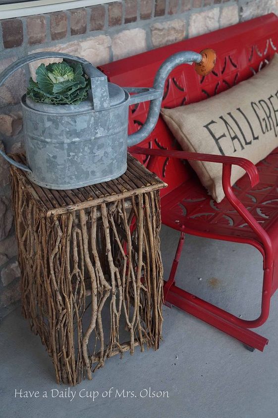 fall porch decor vintage thrift welcome, porches, seasonal holiday decor
