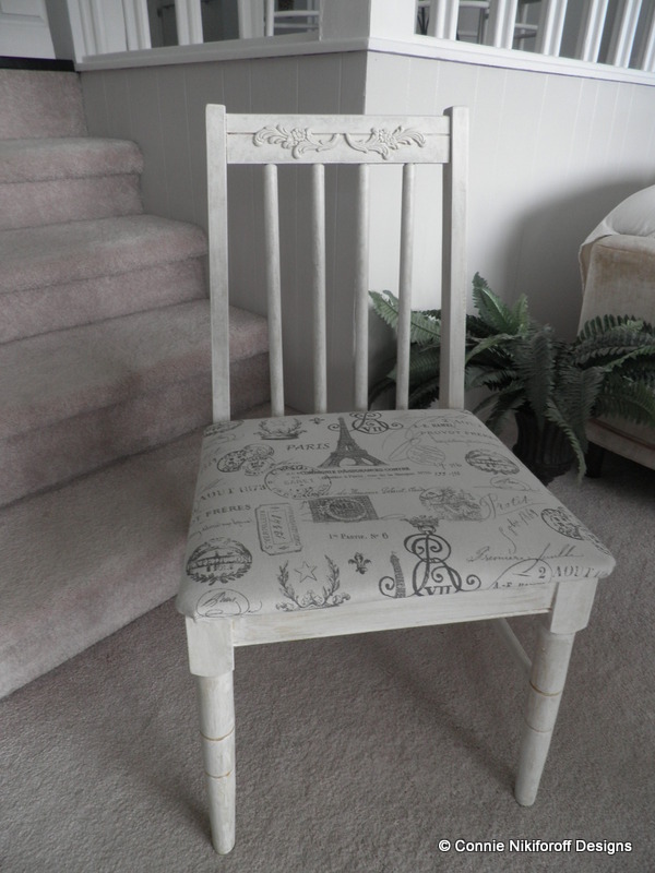 chair makeover french inspired garage sale thrift, home decor, painted furniture, reupholster