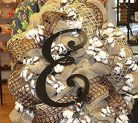 fall wreath initial burlap cotton country, crafts, wreaths