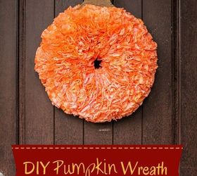 diy pumpkin wreath coffee filters dyed, crafts, repurposing upcycling, seasonal holiday decor, wreaths
