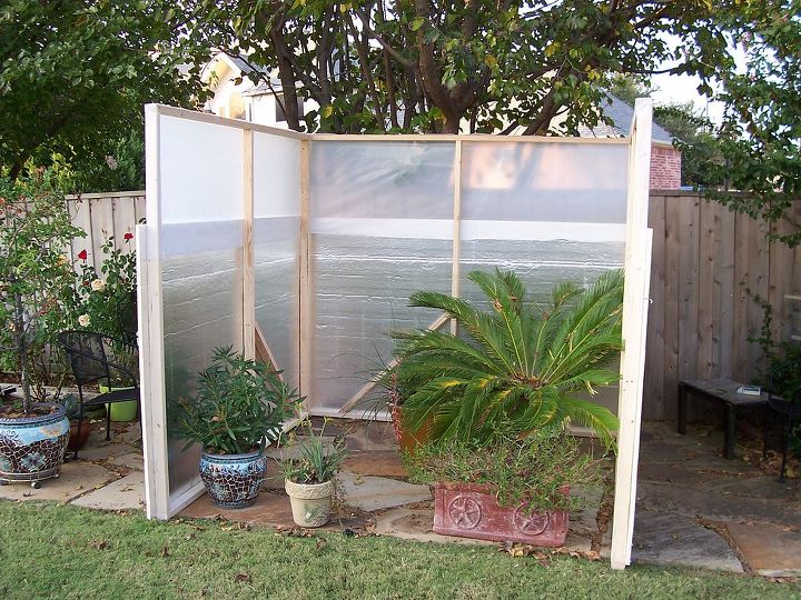oui built a greenhouse for 142 00 winter protection for plants, Frame and Visqueen Sheeting on Flagstone