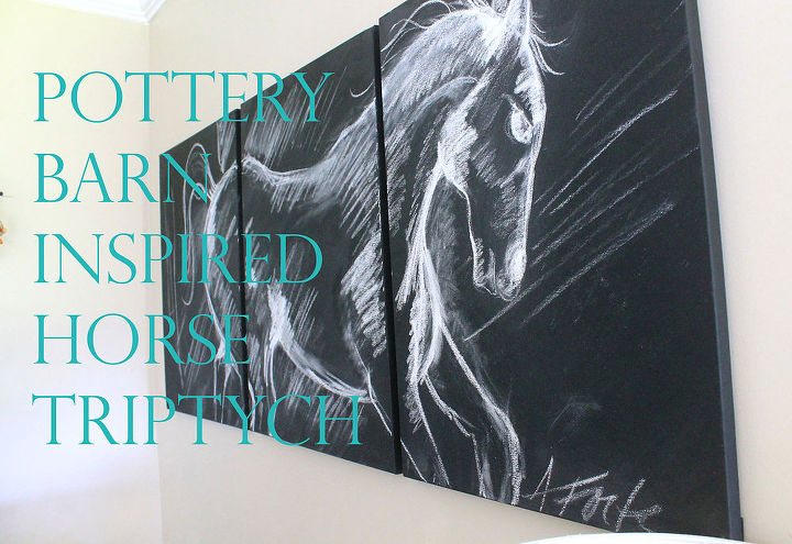 pottery barn inspired horse triptych, crafts, home decor, wall decor