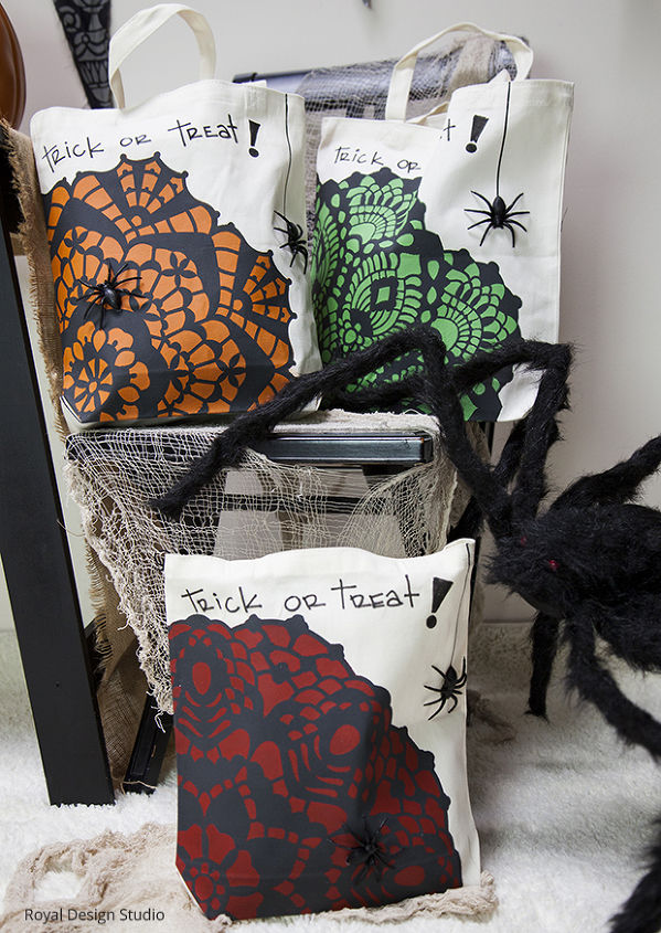 halloween diy stencil trick or treat bags, crafts, halloween decorations, seasonal holiday decor