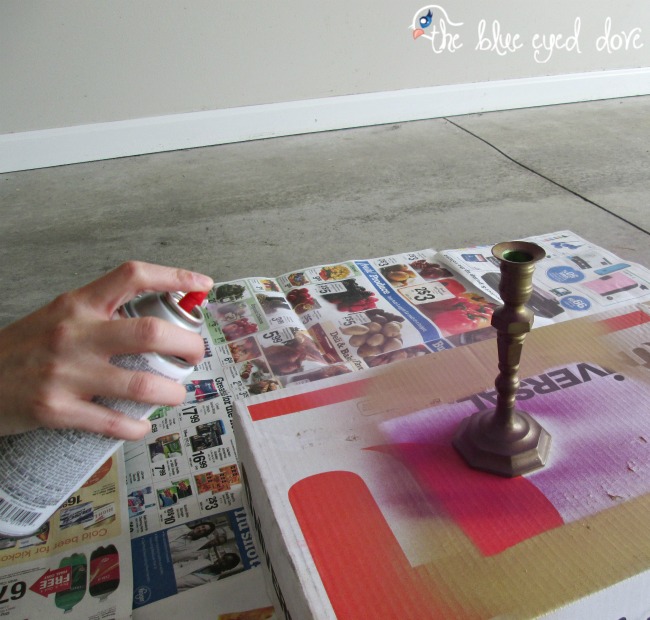 candle stick spray paint color makeover, crafts, repurposing upcycling