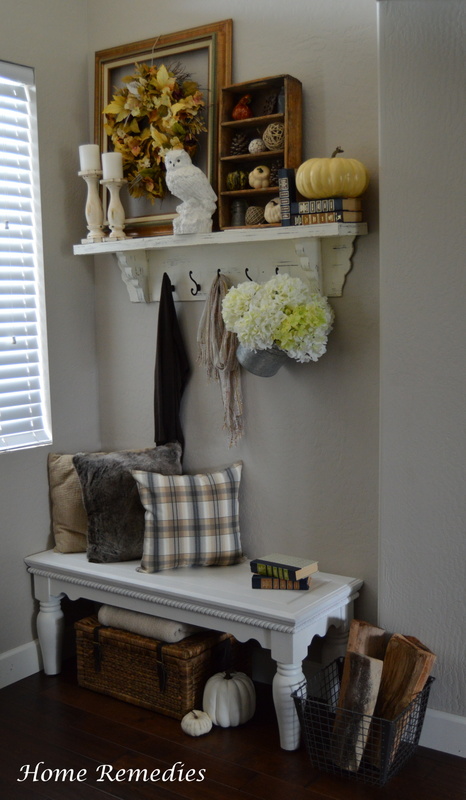 rustic chic fall entryway makeover, foyer, rustic furniture, seasonal holiday decor