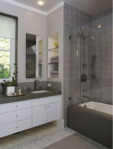 small bathroom solutions, bathroom ideas, small bathroom ideas, Take advantage of the space between your studs by creating a storage shelf in between them Also lifting the cabinet off the floor gives it a light and airy floating look This makes the bathroom feel more spacious than it actually is