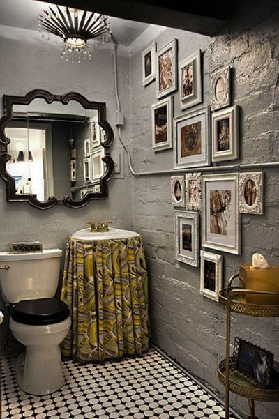 small bathroom solutions, bathroom ideas, small bathroom ideas, The large mirror reflects light which gives the illusion of more space And putting a curtain around the wall mounted sink doesn t take up floor space but gives an area for storage