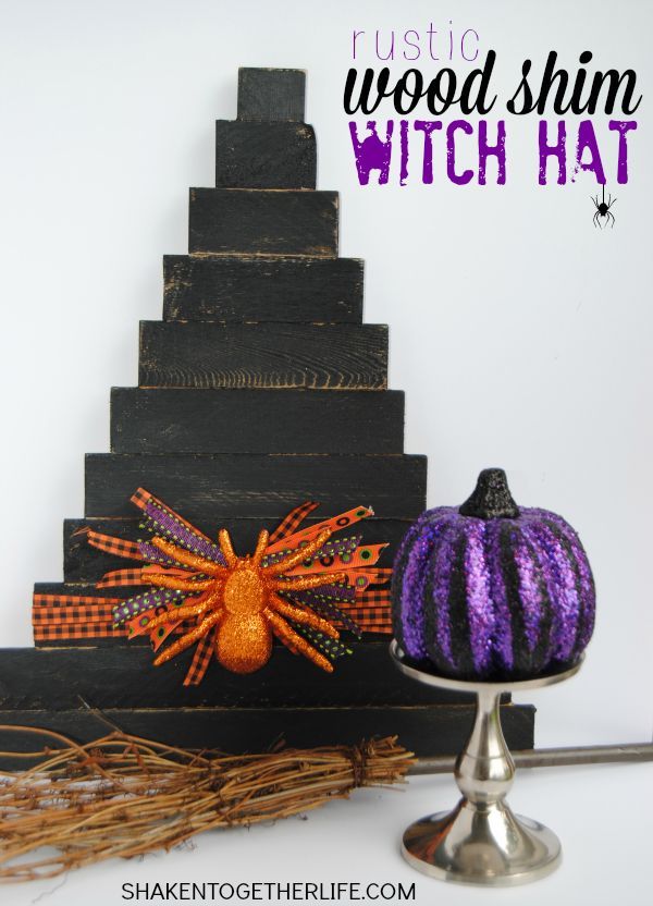 rustic wood shim witch hat, crafts, halloween decorations, seasonal holiday decor, Rustic Wood Shim Witch Hat