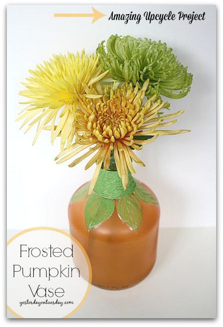 diy frosted pumpkin vase, crafts, repurposing upcycling, seasonal holiday decor
