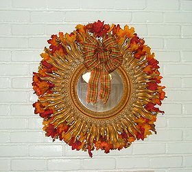 louis xiv star burst mirror made into fall wreath, crafts, seasonal holiday decor, wreaths
