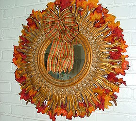 louis xiv star burst mirror made into fall wreath, crafts, seasonal holiday decor, wreaths