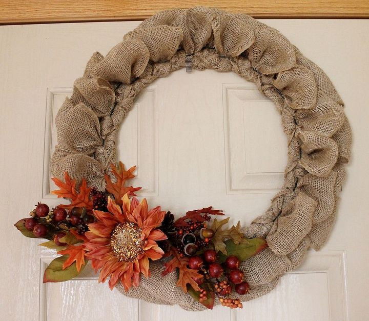 fall wreath burlap country decor, crafts, seasonal holiday decor, wreaths