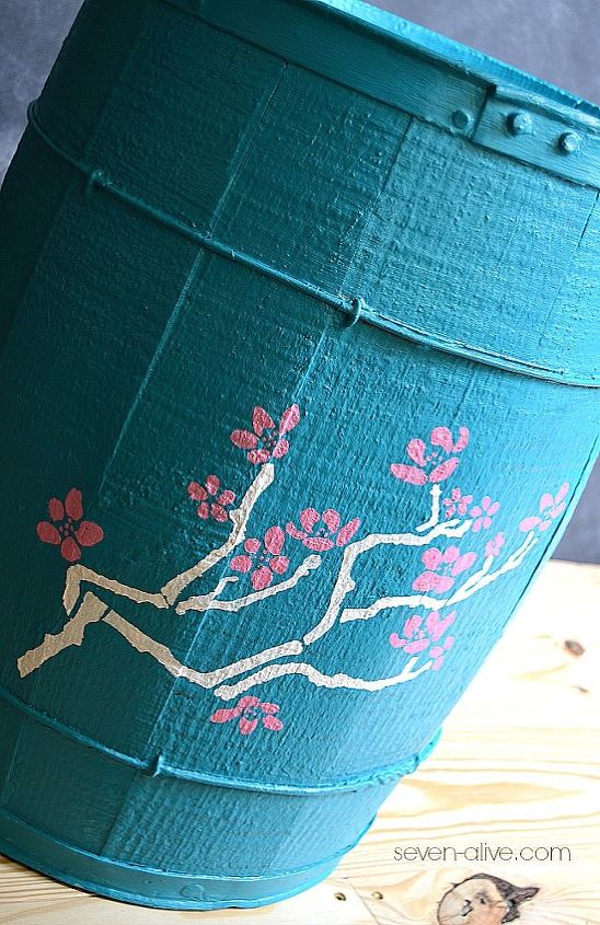 painted stenciled barrel nightstand upcycle, painted furniture, painting