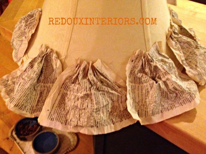 lampshade makeover book pages wrinkling, lighting, repurposing upcycling