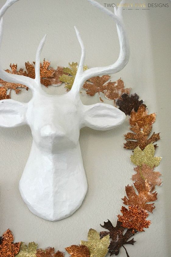 fall mantel wreath glitter leaf, crafts, fireplaces mantels, home decor, seasonal holiday decor, wreaths