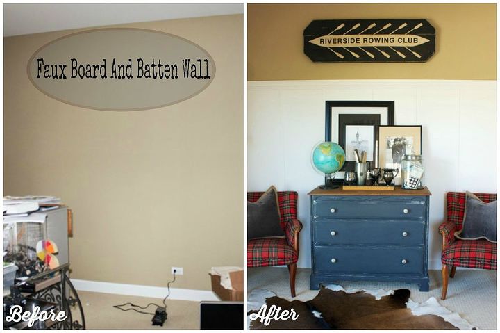 board and batten wall faux install, diy, home decor, home improvement, home office, woodworking projects