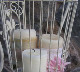 shabby chic birdcage candle display, home decor, repurposing upcycling