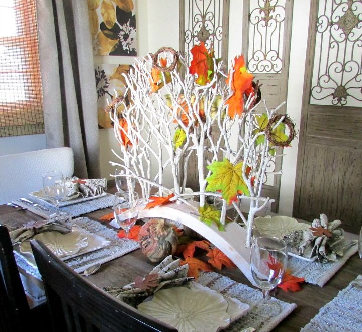 paisaje de mesa con hojas de otoo