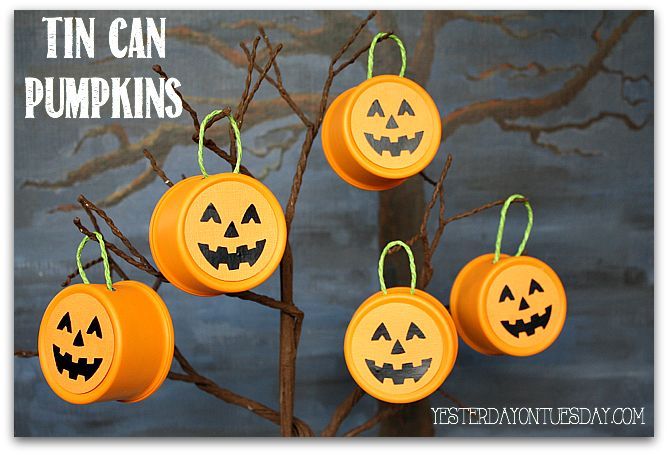 fall decor tin can pumpkins pet food upcycle, crafts, halloween decorations, repurposing upcycling, seasonal holiday decor