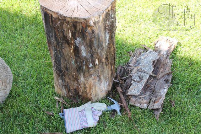 tree stump side table painted makeover, home decor, painted furniture, repurposing upcycling, rustic furniture