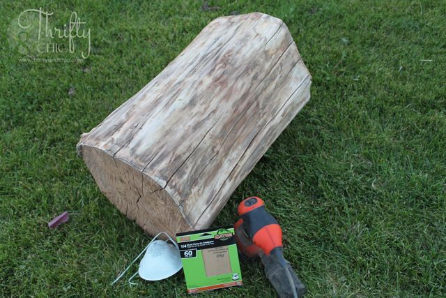 tree stump side table painted makeover, home decor, painted furniture, repurposing upcycling, rustic furniture