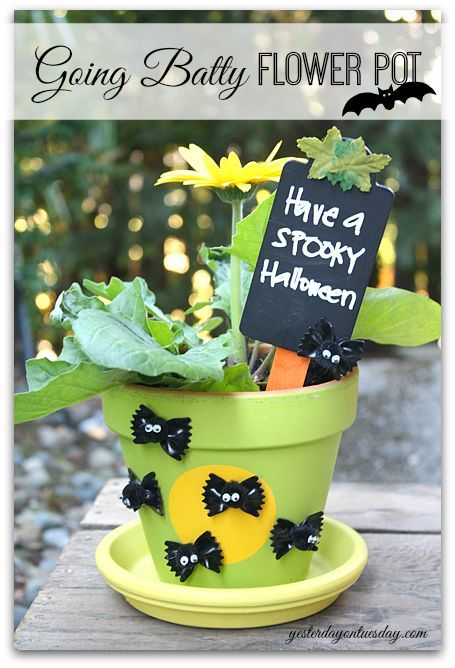 halloween decoration craft bats pasta, crafts, halloween decorations, repurposing upcycling, seasonal holiday decor, Create a fun fall flower pot