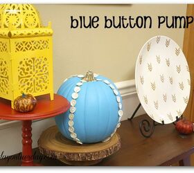 fall craft button pumpkin, crafts, repurposing upcycling, seasonal holiday decor