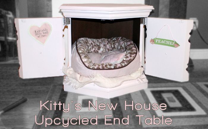 cat bed upcycle end table painted repurpose, painted furniture, pets animals, repurposing upcycling