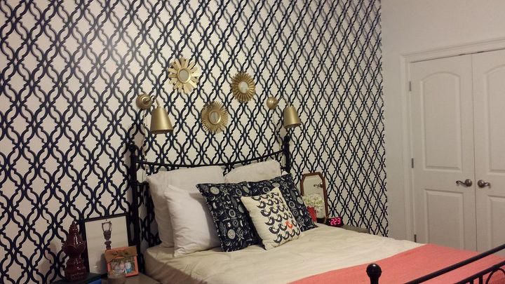guest room stenciled makeover, bedroom ideas, painting, wall decor