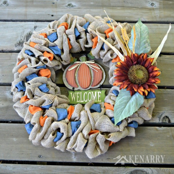 fall burlap wreaths craft ideas, crafts, seasonal holiday decor, wreaths