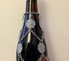 crafts decorative wine bottle chain covers, crafts, repurposing upcycling