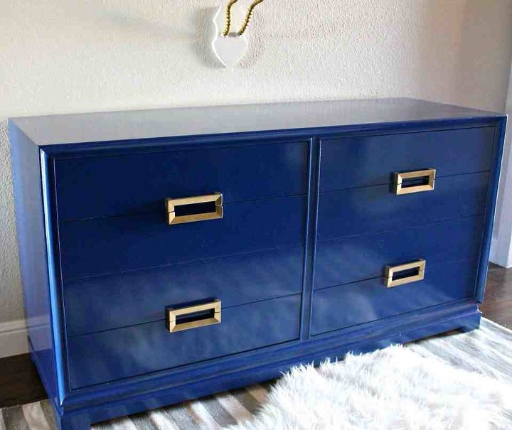 glammed up dresser makeover, painted furniture