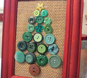 christmas decorations framed postage stamp button tree, christmas decorations, repurposing upcycling, seasonal holiday decor