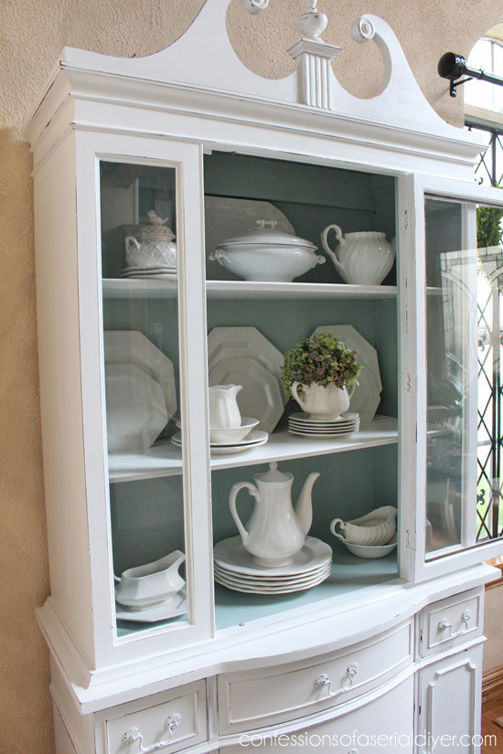 painted furniture china cabinet shabby chic, home decor, painted furniture