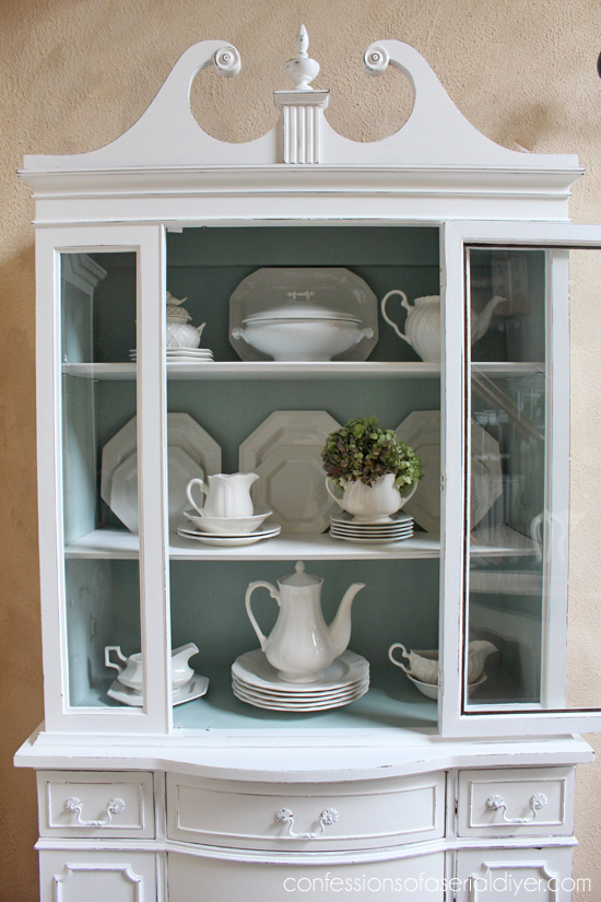 painted furniture china cabinet shabby chic, home decor, painted furniture