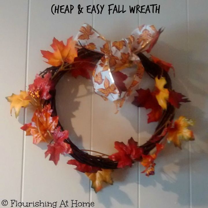 fall decorations frugal easy, halloween decorations, seasonal holiday decor, Fall Wreath cheap