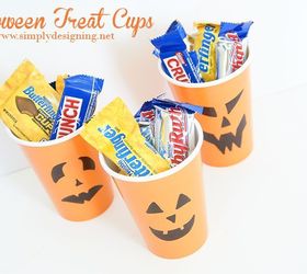halloween treat cups craft, crafts, halloween decorations, seasonal holiday decor