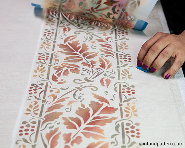 thanksgiving stencil tablecloth harvest border, crafts, painted furniture, painting, seasonal holiday decor, thanksgiving decorations