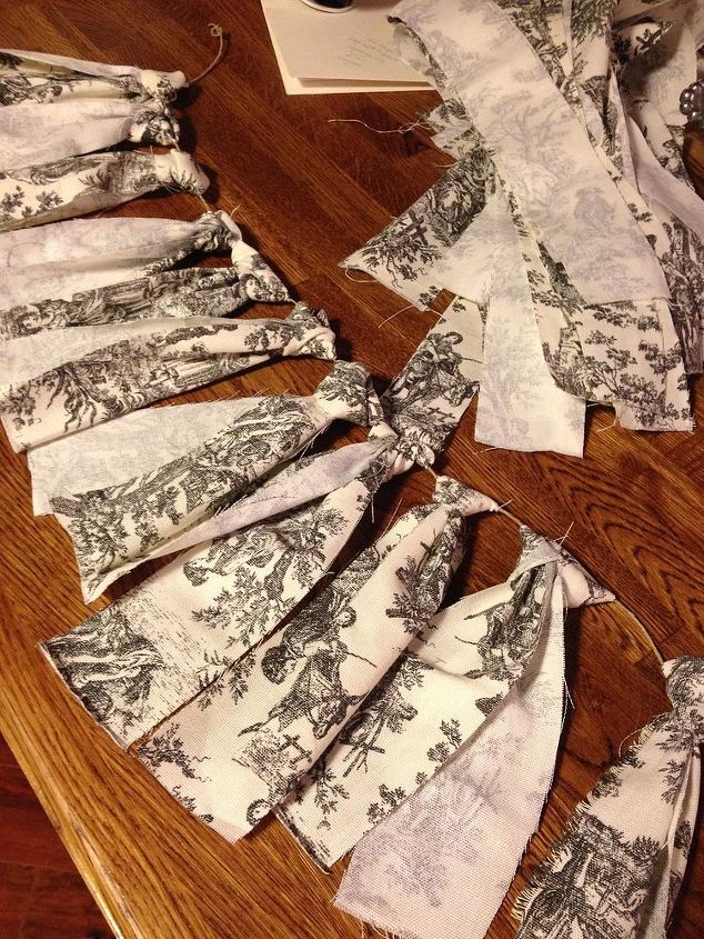 hand tied toile bunting instant decor accent, crafts, fireplaces mantels, seasonal holiday decor