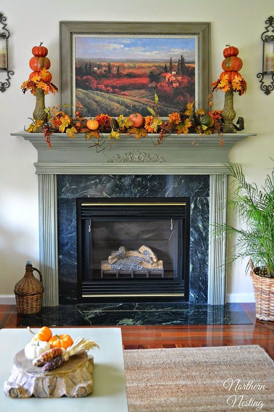 fall decor mantel fireplace leaves pumpkins hobby lobby, fireplaces mantels, seasonal holiday decor