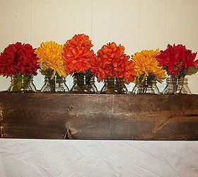 woodworking mason jar fall centerpiece flowers, crafts, seasonal holiday decor, woodworking projects