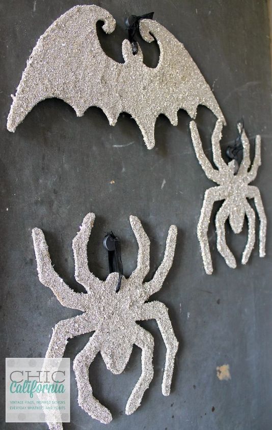 german glass glitter spiders and bats for halloween, crafts, halloween decorations, seasonal holiday decor