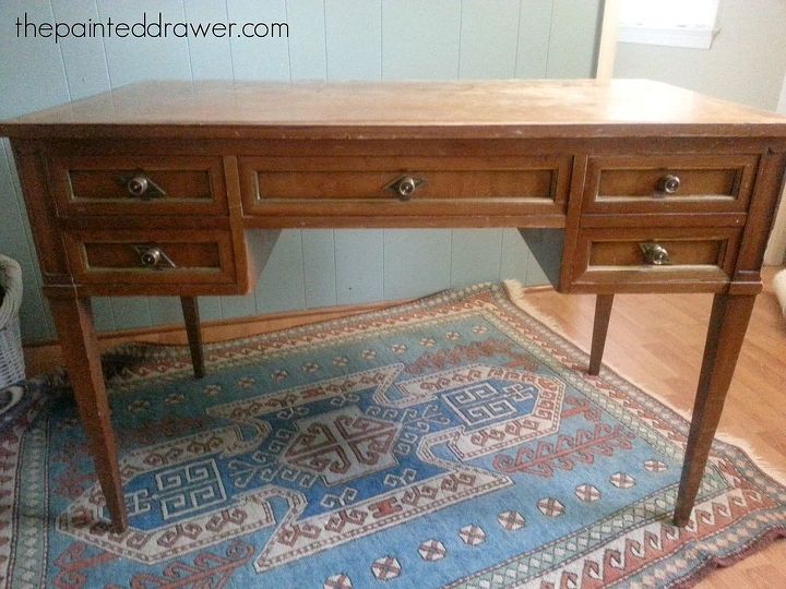 painted furniture classic desk glam makeover, painted furniture, painting, repurposing upcycling
