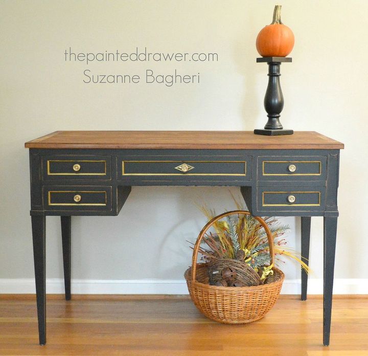 painted furniture classic desk glam makeover, painted furniture, painting, repurposing upcycling