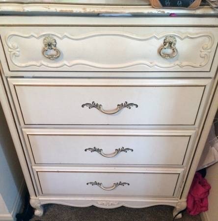 french provincial chest of drawers redo, painted furniture, Before bought for 35