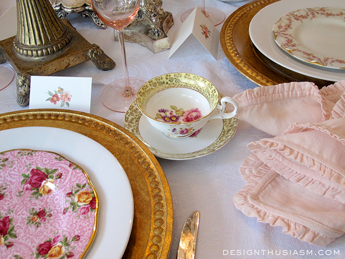 vintage girly tablescape romantic brunch, dining room ideas, flowers, home decor, repurposing upcycling, seasonal holiday decor