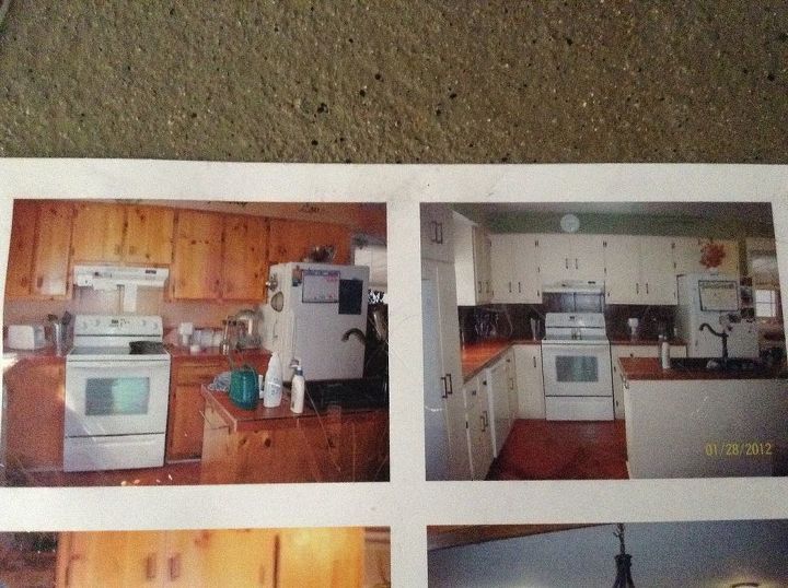 armrios de cozinha manchados e lascados, Antes e depois