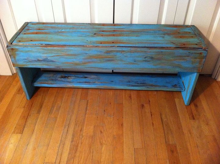 my first attempts at pallet furniture, diy, painted furniture, pallet, repurposing upcycling, shelving ideas, My 5th pallet bench