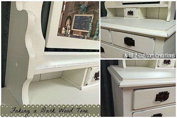 faking a dark wood tone under paint, painted furniture